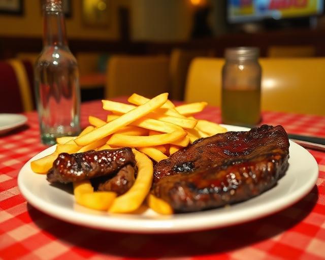 Assiette de bœuf mal photographiée